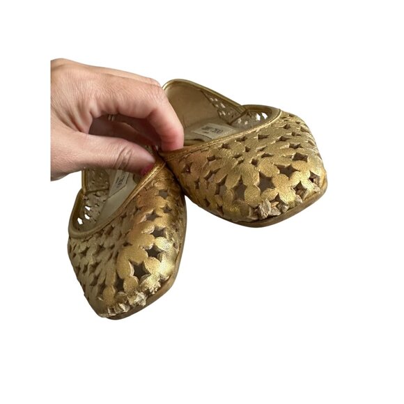 JIMMY CHOO Gold Leather Star Cutout Ballet Flats Size 35.5 - Picture 7 of 7